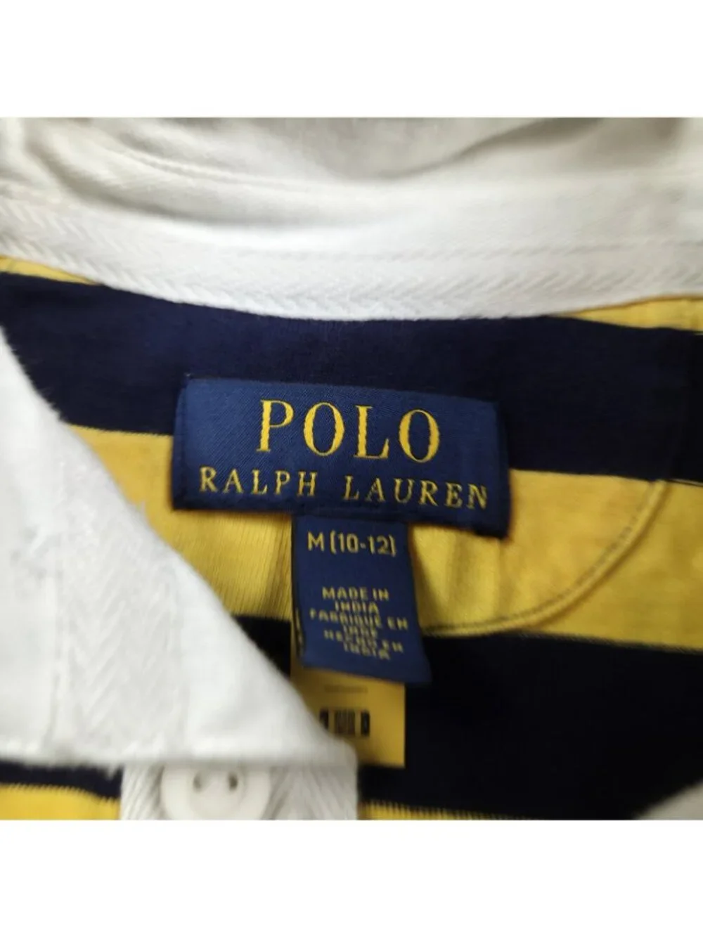 Polo Ralph Lauren Shirt Boys Medium 10-12 Striped Rugby Long Sleeve  Collared - Picture 5 of 7